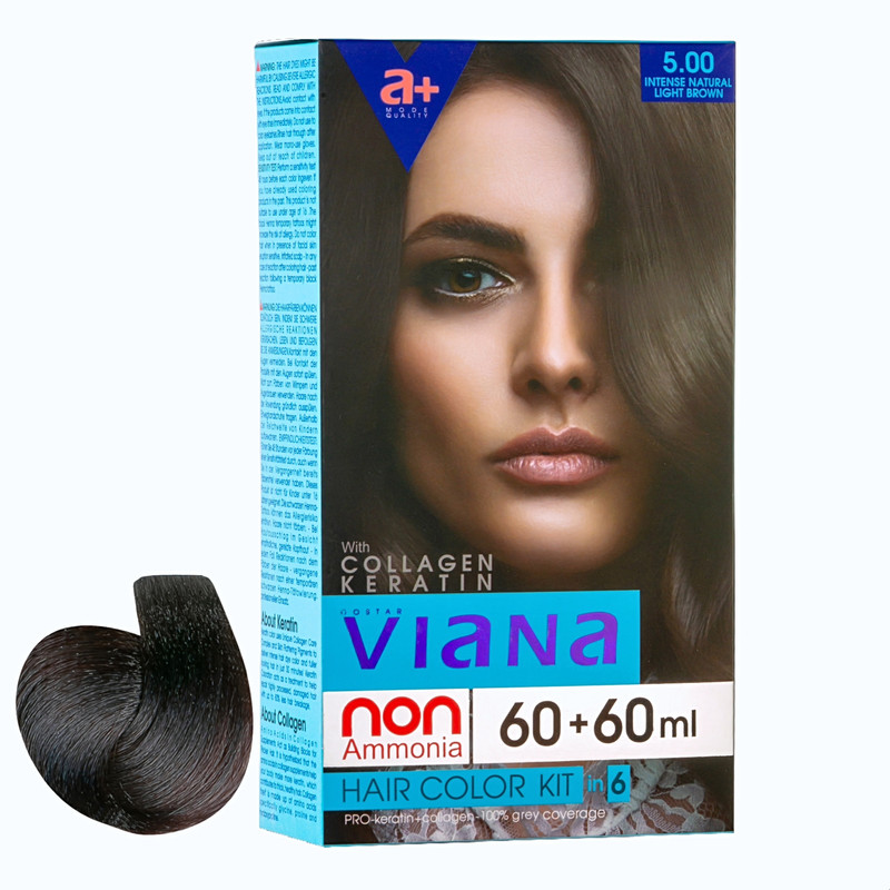 خرید و قیمت کیت رنگ مو ویانا شماره 5.00 حجم 120 میلی لیتر رنگ قهوهای طبیعی روشن قوی
