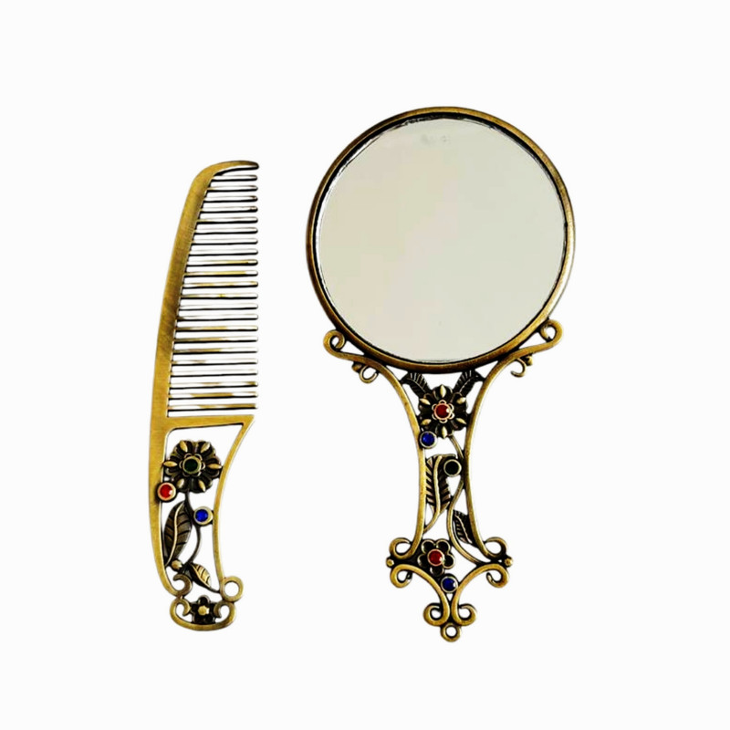 ست آینه و شانه مو مدل بی ام طرح گل