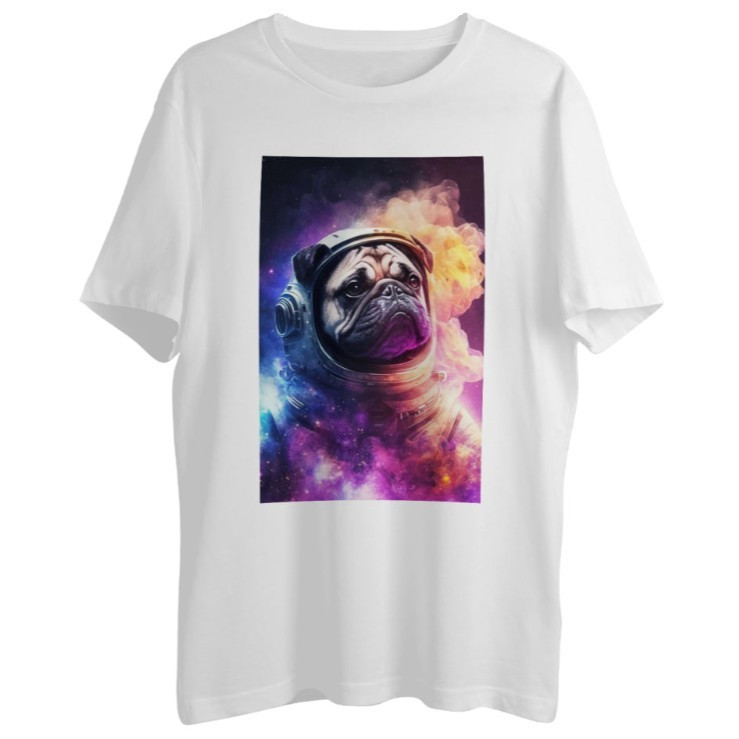 خرید و قیمت تی شرت آستین کوتاه دخترانه مدل هنری سگ فضانورد