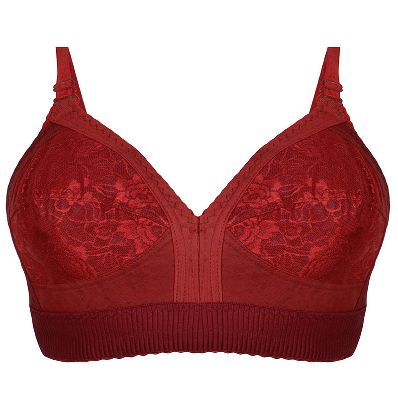 سوتین زنانه پرجامدا مدل کش پهن کد 340020718 رنگ زرشکی