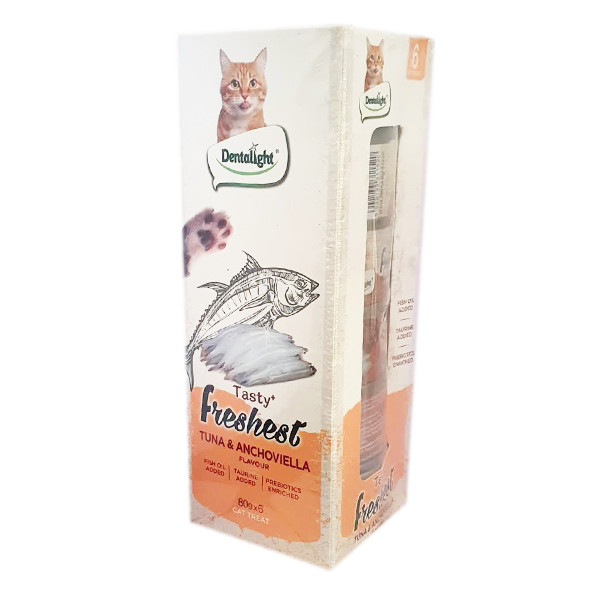 کنسرو غذای گربه دنتالایت مدل TUNA ANCHOVIELLA وزن 80 گرم بسته 6 عددی