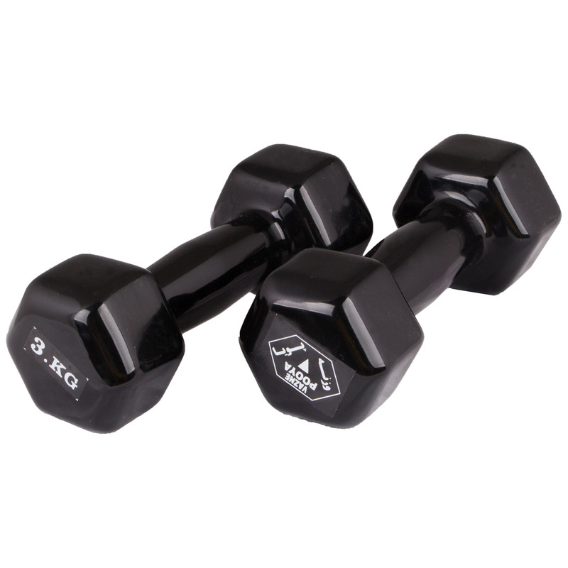 دمبل ایروبیک روکش دار پویا کد 1624 وزن 3 کیلوگرم بسته 2 عددی