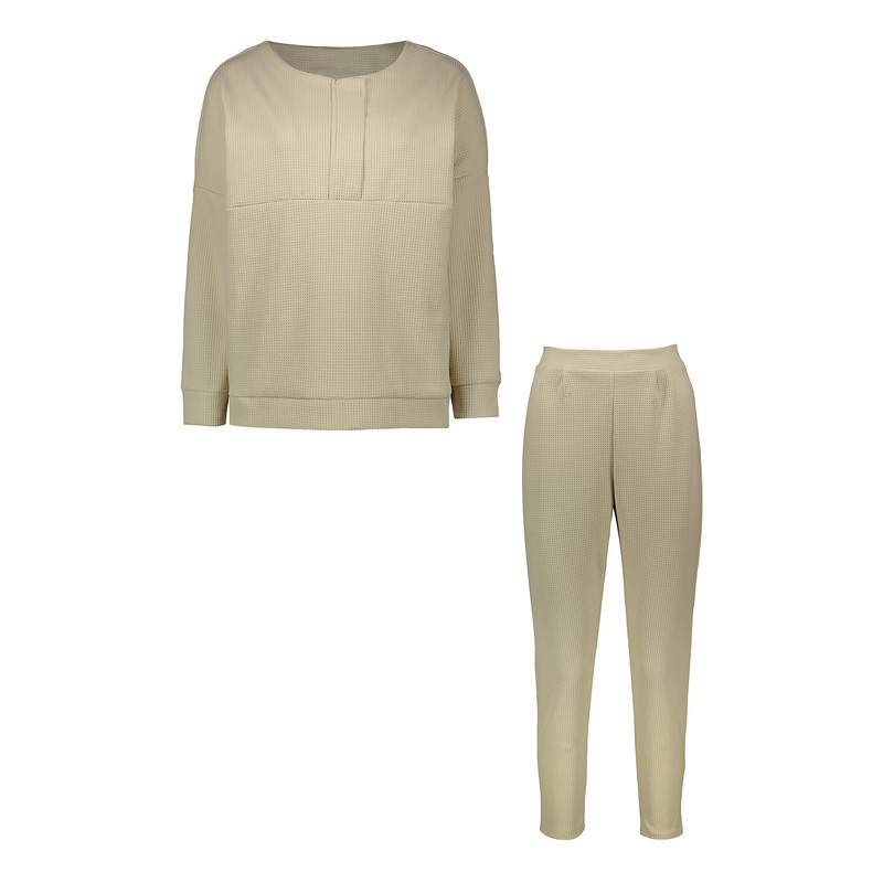 ست سویشرت و شلوار زنانه مون سا مدل 11233رنگ کرم