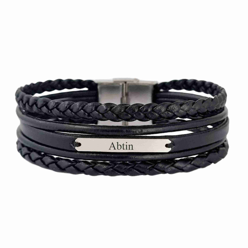 دستبند نقره مردانه لیردا مدل اسم آبتین 20205