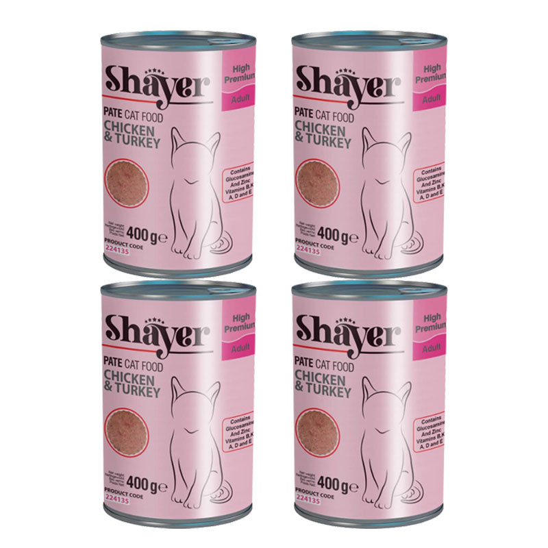 کنسرو غذای گربه شایر مدل Chicken &Turkey وزن 400 گرم بسته 4 عددی