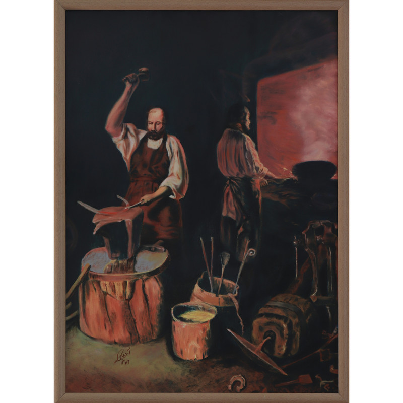تابلو نقاشی رنگ روغن طرح آهنگر