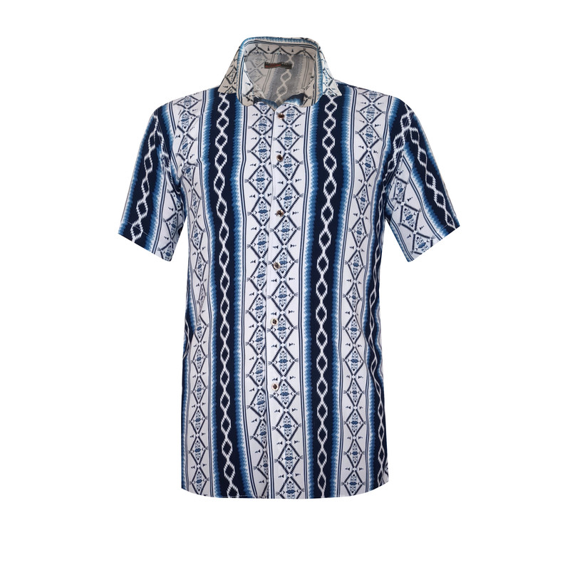 پیراهن آستین کوتاه مردانه مدل هاوایی گلیمی کد G-AB