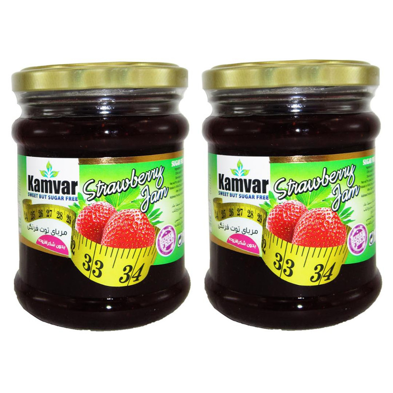 مربا توت فرنگی رژیمی بدون شکر کامور - 280 گرم بسته 2 عددی