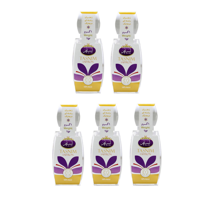 زعفران سرگل درجه یک تسنیم - 1 گرم بسته 5 عددی