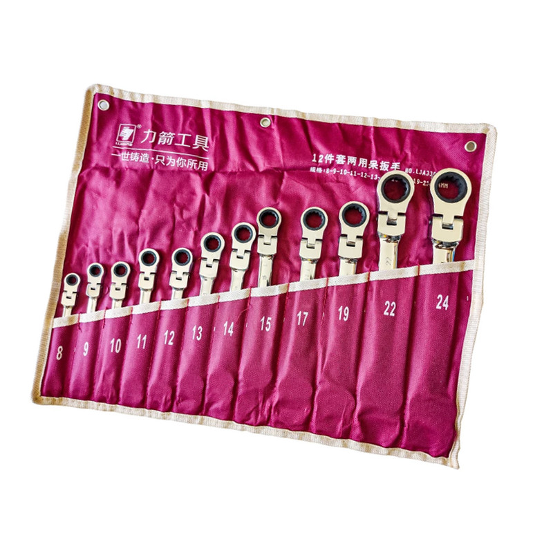 خرید و قیمت آچار یک سر تخت و یک سر رینگ جغجغه ای المپیا مدل 7000 مجموعه 12 عددی