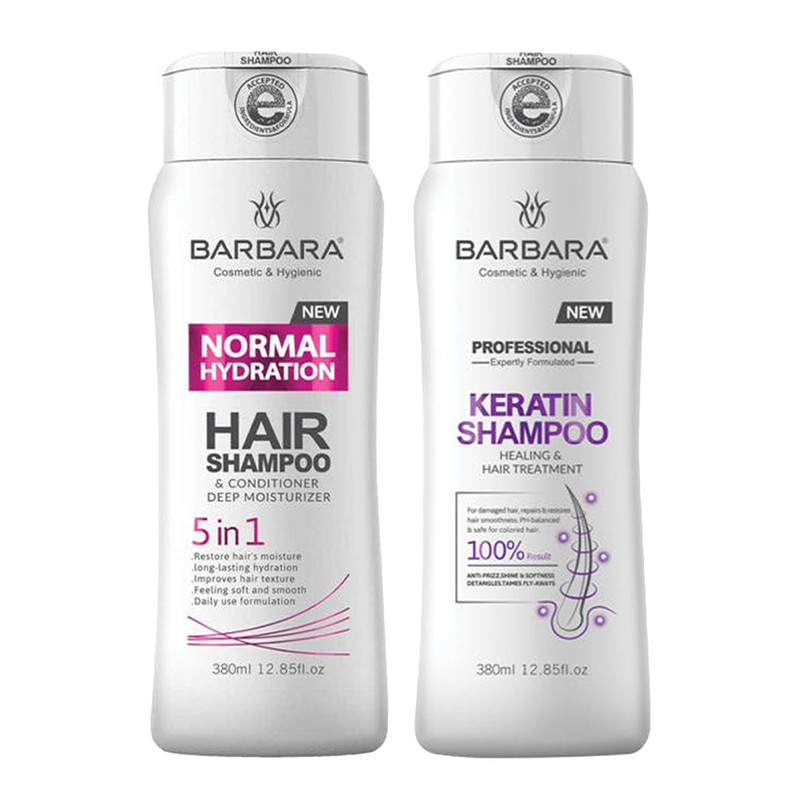 شامپو مو باربارا مدل KERATIN THERAPY حجم 380 میلی لیتر به همراه شامپو مو باربارا مدل HYDRATION حجم 380 میلی لیتر