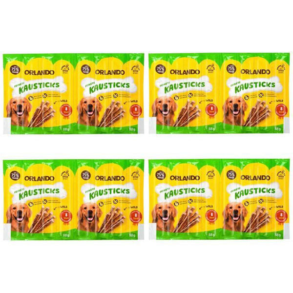 تشویقی سگ اورلاندو مدل مدادی طعم گوشت شکار وزن 88 گرم بسته 4 عددی