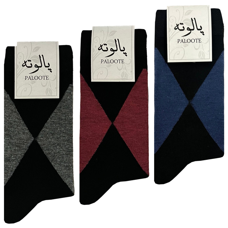 جوراب ساق بلند مردانه پالوته مدل PLT-SHG-P99 مجموعه 3 عددی