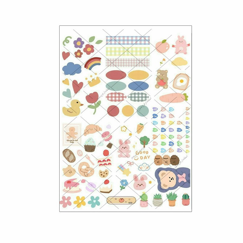 برچسب مدل برش نخورده طرح اسکرپ بوک خرس و کاکتوس