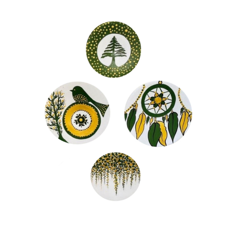 بشقاب دیوارکوب سفالی طرح دریم کچر مجموعه 4 عددی