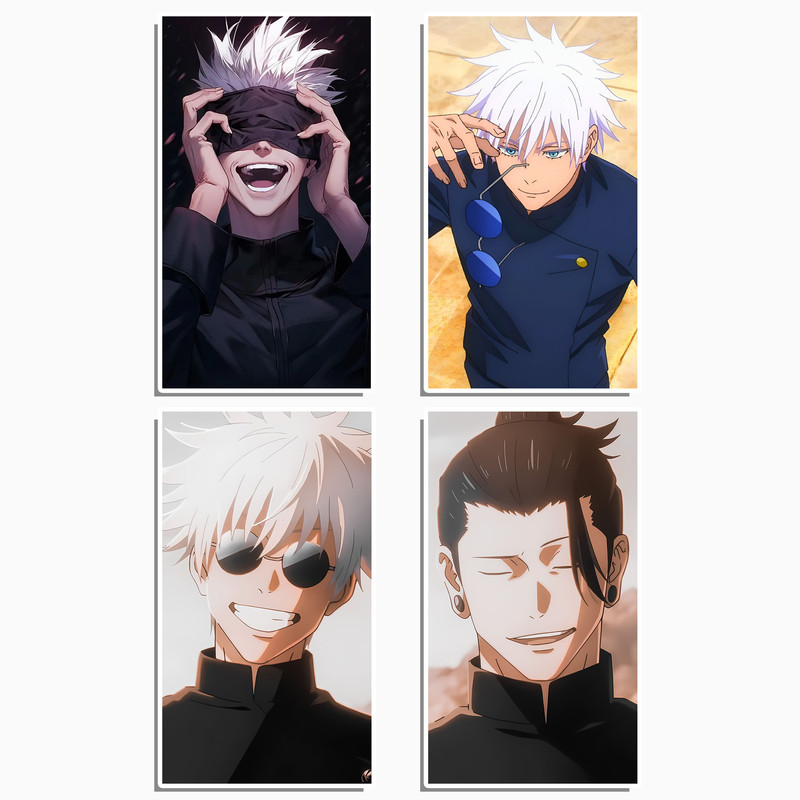 استیکر لپ تاپ و موبایل گوفی طرح انیمه جوجوتسو مدل گتو و ساتورو مجموعه 4 عددی