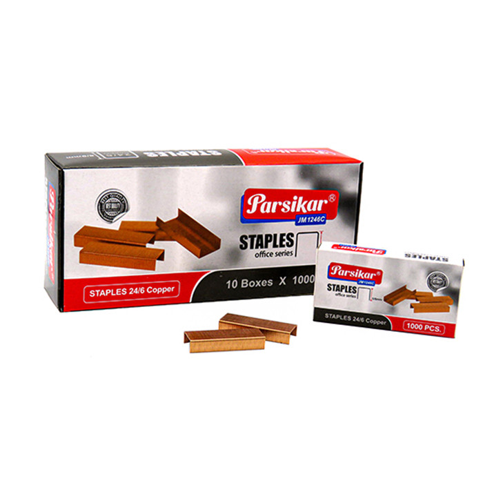 سوزن منگنه پارسی کار مدل JM1246S سایز 24/6 جعبه 10 بسته 1000 عددی