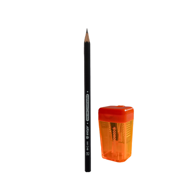 خرید و قیمت تراش کرونا مدل مخزن دار به همراه مداد مشکی