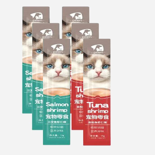 خرید و قیمت بستنی گربه پین مدل تن با میگو و سالمون با میگو وزن 15 گرم مجموعه 6 عددی