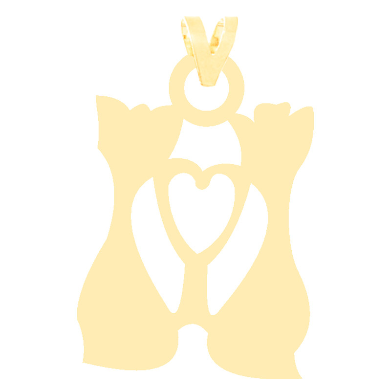 خرید و قیمت آویز گردنبند طلا 18 عیار زنانه کرابو طرح دو گربه و قلب مدل Kr3236