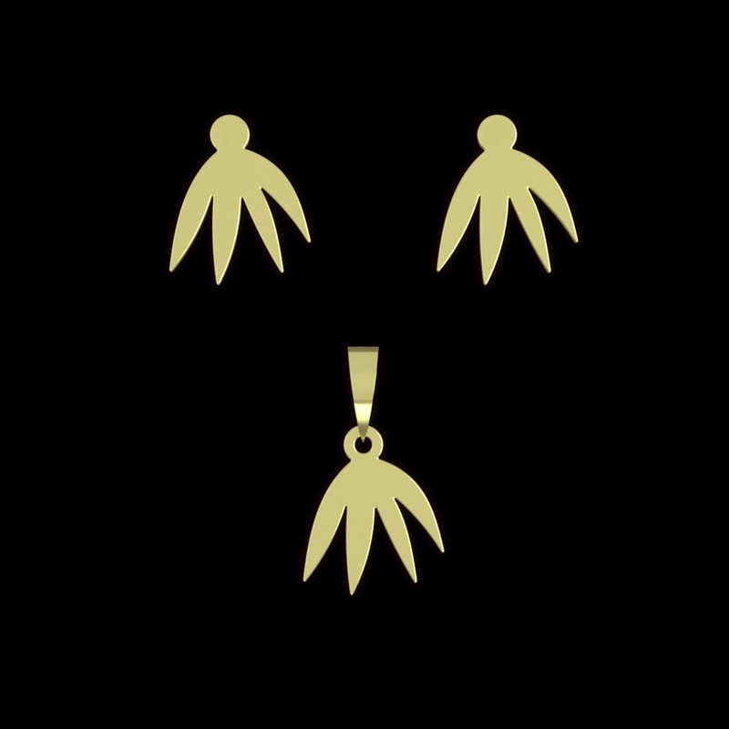 خرید و قیمت نیم ست طلا 18 عیار زنانه مدوپد مدل برگ کد NA12602