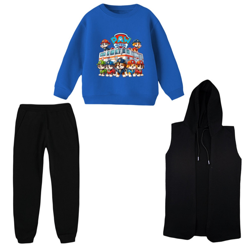 ست 3 تکه لباس پسرانه مدل سگ نگهبان کد 1 رنگ آبی