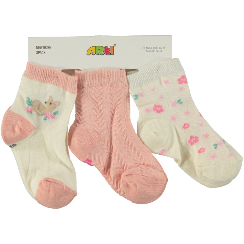 جوراب نوزادی دخترانه آرتی مدل 400149 مجموعه 3 عددی
