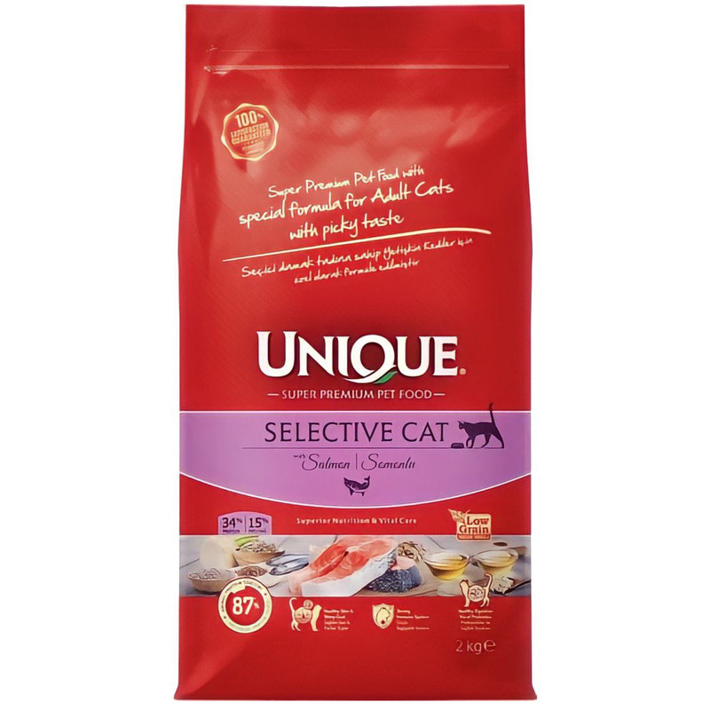 غذای خشک گربه یونیک مدل سلکتیو کت با سالمون وزن 2 کیلوگرم