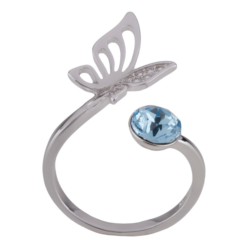 خرید و قیمت انگشتر نقره زنانه سواروسکی مدل سنگ و پروانه کد 778545