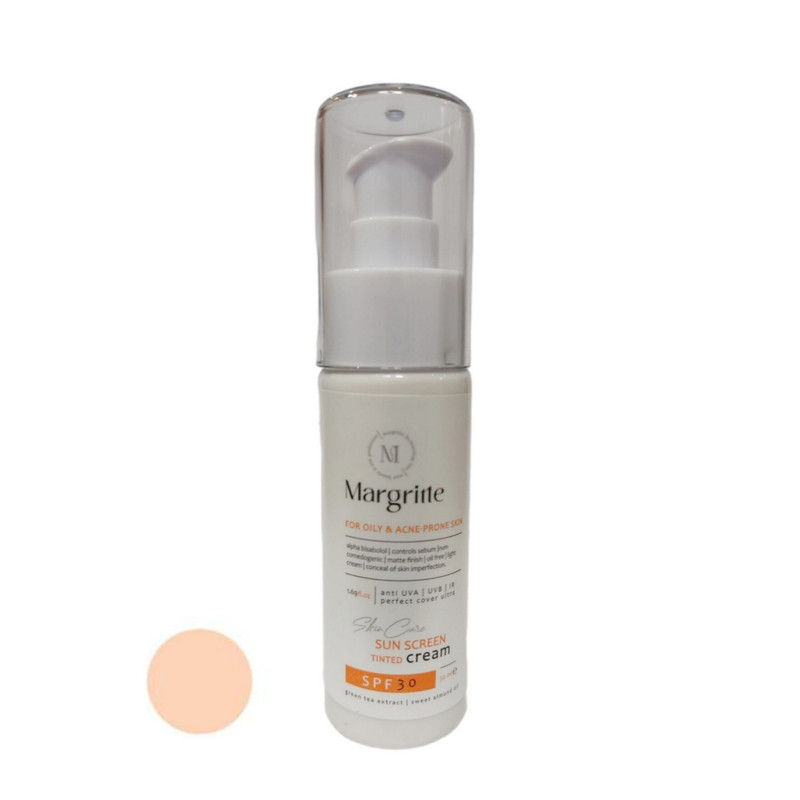 خرید و قیمت کرم ضد آفتاب رنگی مارگریت SPF 30 مدل 01 مناسب برای پوست های چرب حجم 50 میلی لیتر