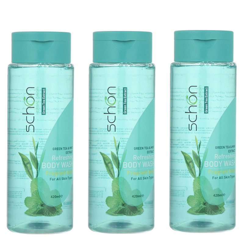 شامپو بدن شون مدل Green Tea And Mint حجم 420 میلی لیتر مجموعه 3 عددی
