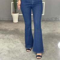 شلوار جین زنانه مدل بوت کات دمپا گشاد قد بلند رنگ آبی زغالی مشکی
