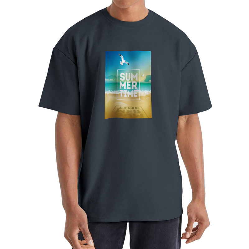 تی شرت اورسایز آستین کوتاه مردانه نوزده نودیک مدل TS1974 DG