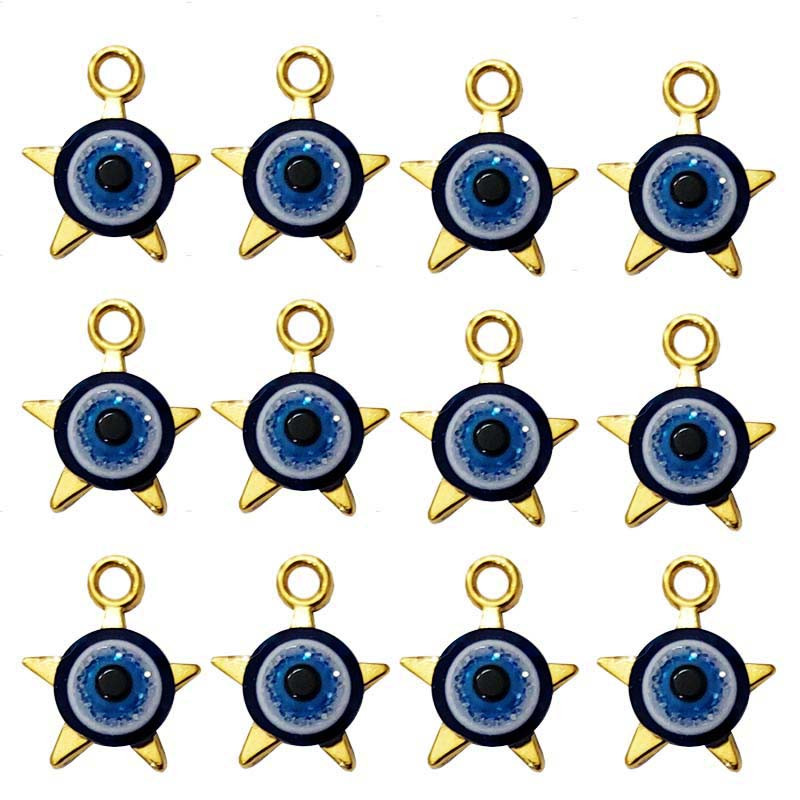 آویز گردنبند دخترانه مدل ستاره چشم نظر کد 133 بسته 12 عددی