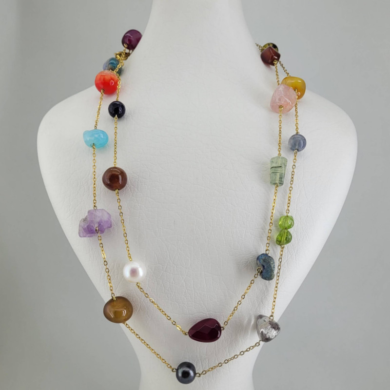 گردنبند زنانه مدل رومانتویی سنگ جاکرا کد 11228