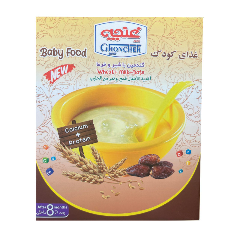 خرید و قیمت غذای کودک گندمین با شیر و خرما غنچه پرور - 250 گرم