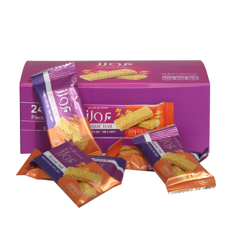 خرید و قیمت اسنک بار کنجدی پرواز - 250 گرم بسته 24 عددی