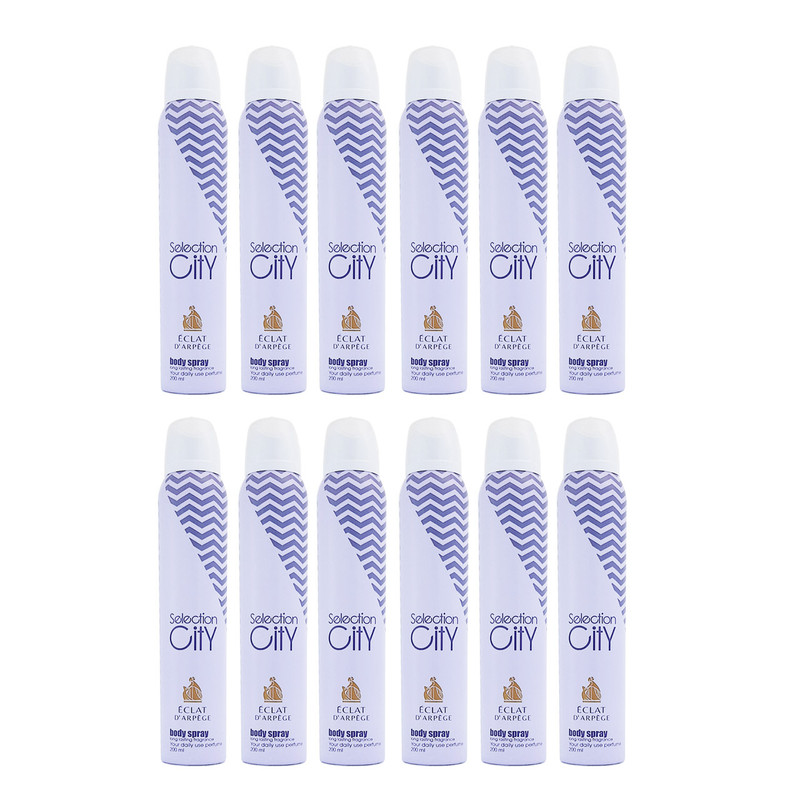 خرید و قیمت اسپری خوشبوکننده بدن زنانه سلکشن سیتی مدل Eclat حجم 200 میلی لیتر مجموعه 12 عددی