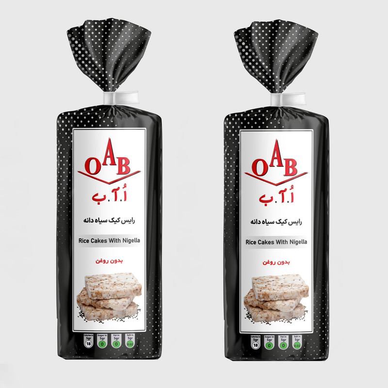 خرید و قیمت رایس کیک سیاه دانه بدون روغن اُ آ ب - 100 گرم بسته 2 عددی