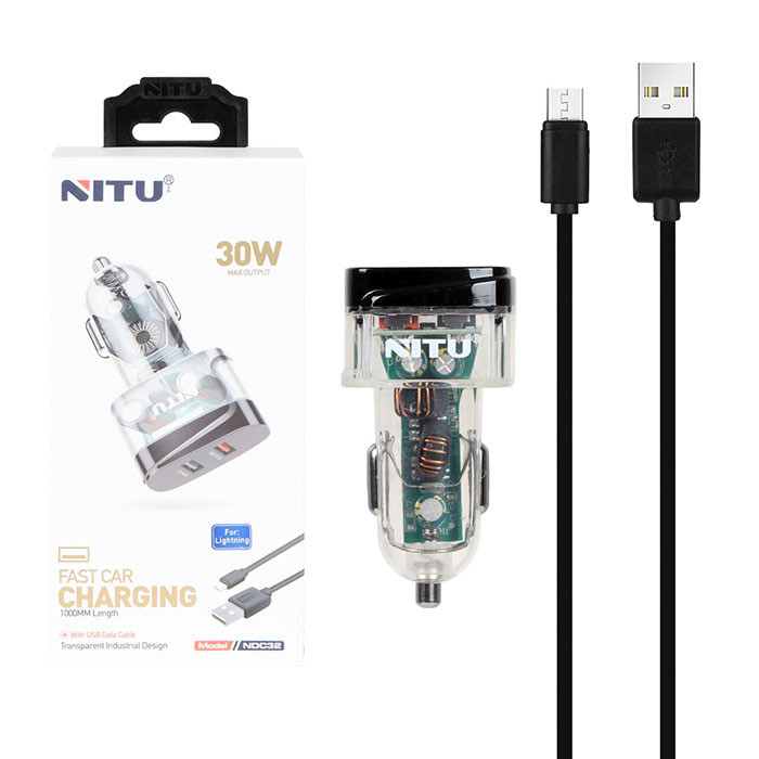 خرید و قیمت شارژر فندکی 30 وات نیتو مدل NDC32 به همراه کابل MICRO-USB