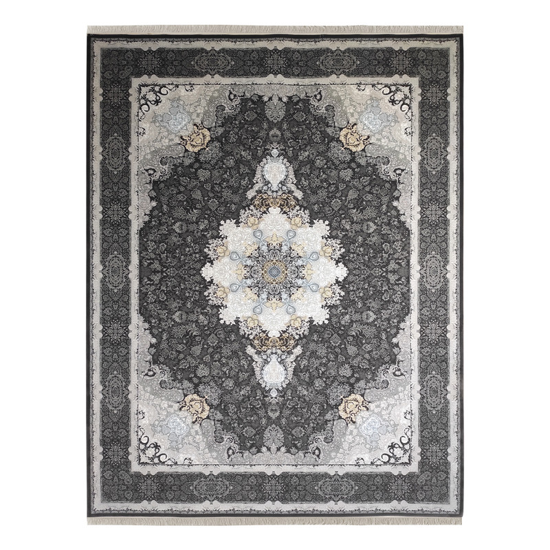 فرش ماشینی مشهد کد 806002 زمینه زغال سنگی