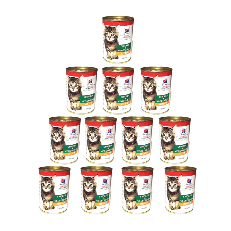 کنسرو غذای گربه کیتن دکتر هیلز مدل مرغ وزن 420 گرم بسته 12 عددی