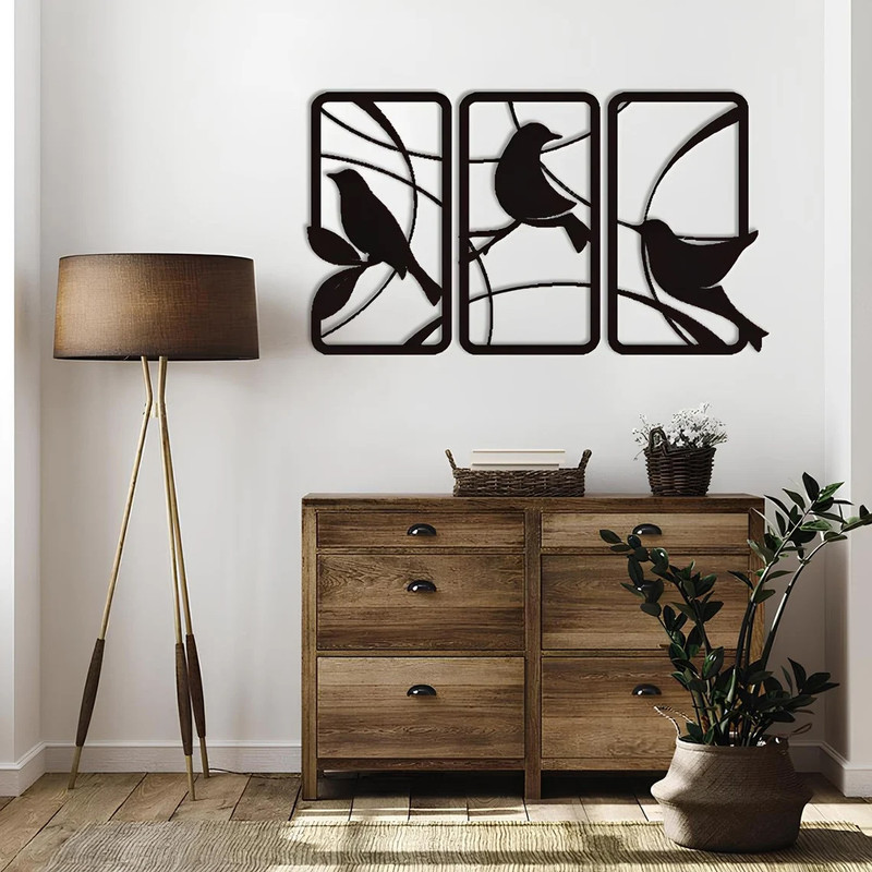 خرید و قیمت دیوارکوب مدل چوبی پرنده کد T64-2 مجموعه سه عددی