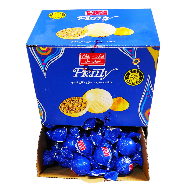 خرید و قیمت شکلات سفید با مغزی خلال فندق پلنتی شیرین عسل - 1 کیلوگرم