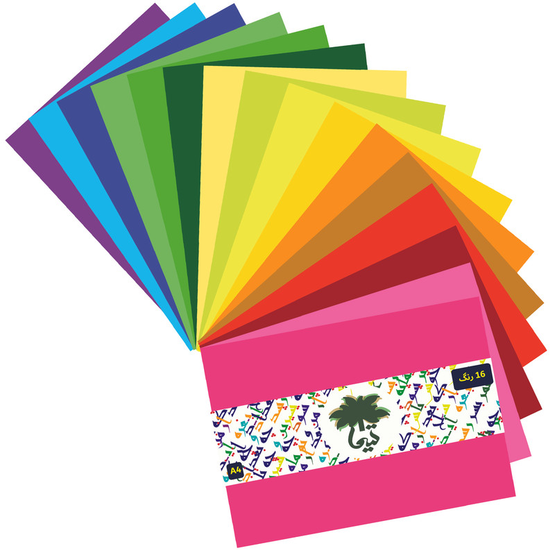 کاغذ رنگی A4 تیما مدل 16 رنگ بسته 16 عددی