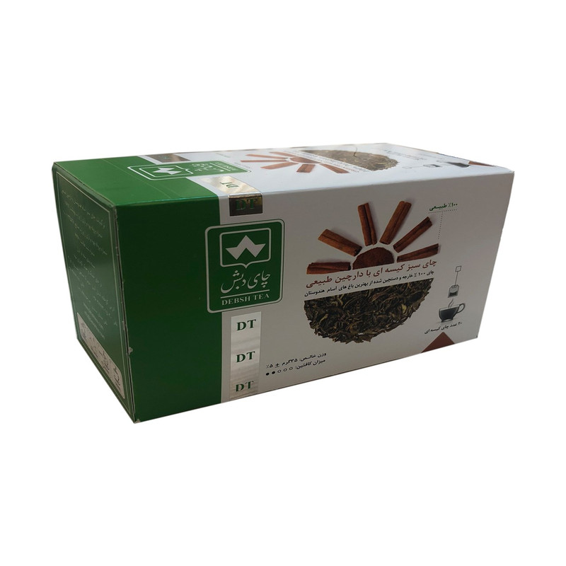 چای سبز با دارچین دبش مدل طلایی بصیر ایران بسته 20 عددی
