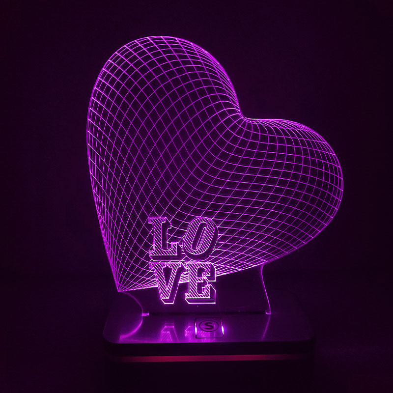 چراغ خواب طرح قلب و لاو مدل هفت رنگ