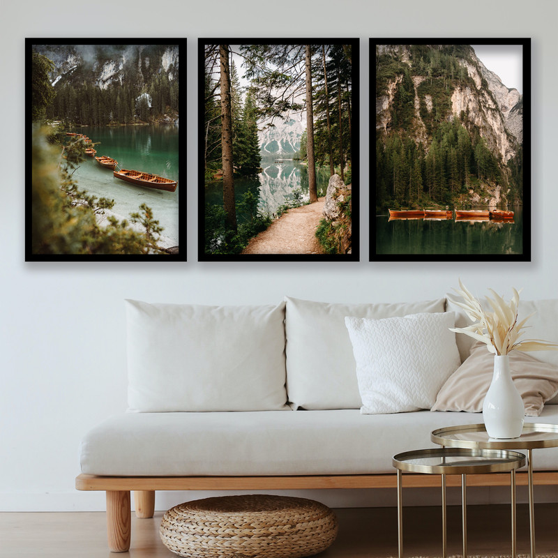تابلو مدل طبیعت جنگل و دریاچه کد LA-G3014 مجموعه 3 عددی