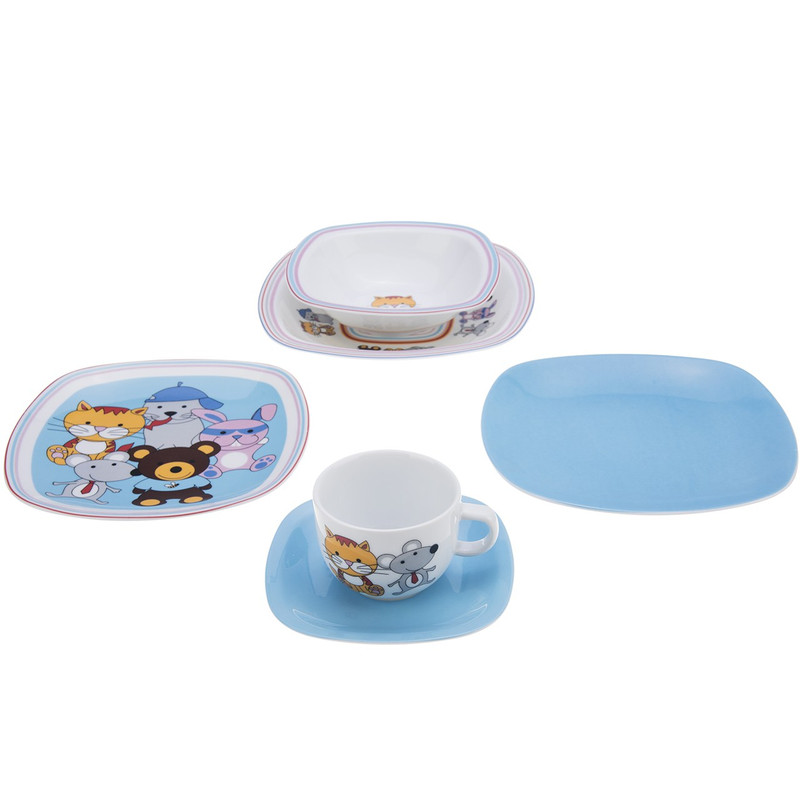 ست 6 تکه غذاخوری کودک چینی زرین ایران سری کواترو مدل Rabbit درجه یک