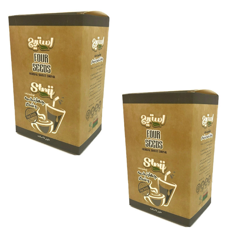 پودر شربت فوری چهارتخمه و شکر ساشه ای استریج دو بسته 15 عددی